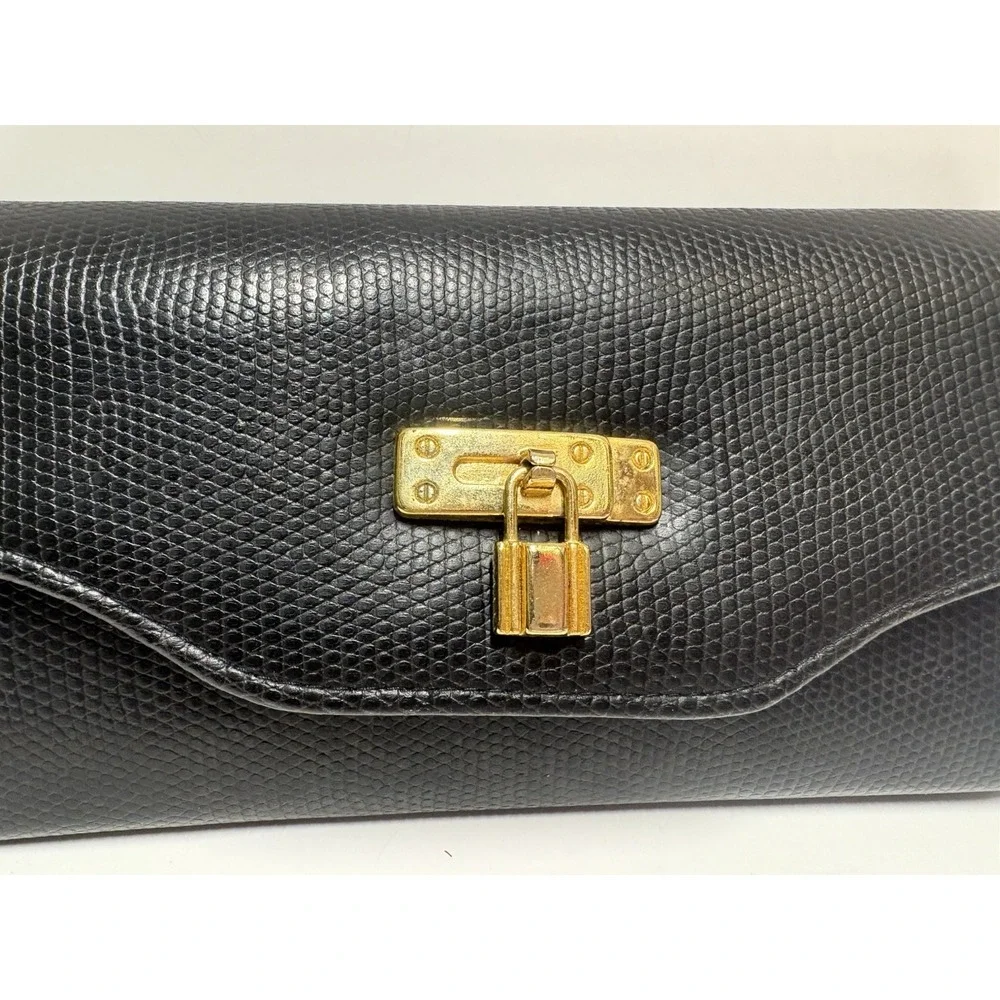 Vintage SEARS‎ Black Wallet New with tags checkbook gold trim